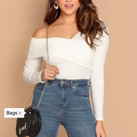 One Shoulder Ribbed Long Sleeve Top - Picture 4 of 5